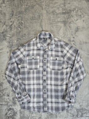 Nike SB Skateboarding Plaid Flannel Button Up Shirt Size Medium Black Gray